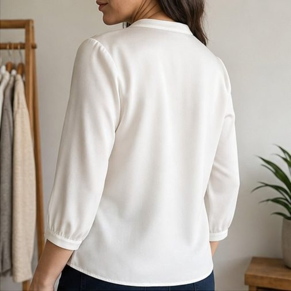 Ivory Pleated Blouse - Picture 3 of 6